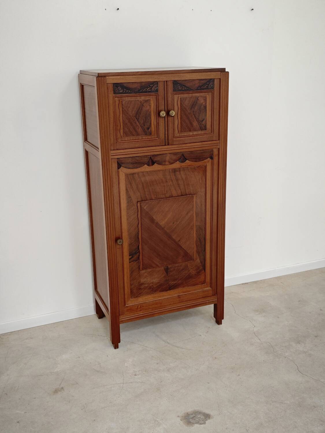 Antique wooden gramophone sideboard Art Deco France 1950