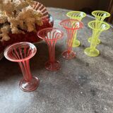 6 mouth-blown twisted glasses from 1925, Germany