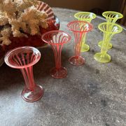 6 mouth-blown twisted glasses from 1925, Germany