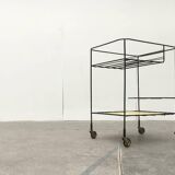 Minimalist perforated metal serving trolley in mid-century style, 1960s.