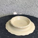 Compotier, earthenware from Longchamp France, enameled ceramic, slip, ecru, old