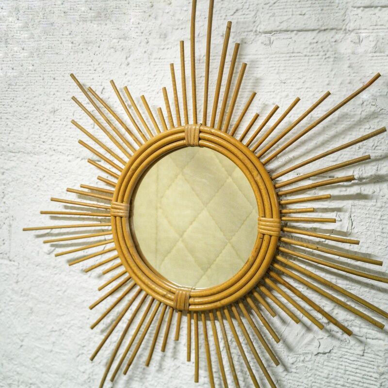 Rattan sun mirror