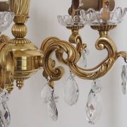 Solid bronze chandelier with crystal pendants and candle holders - Lucien GAU