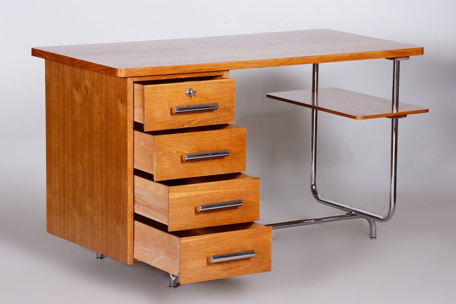 Bauhaus Oak Writing Desk attributed to Jindřich Halabala for Up Závody, 1930s