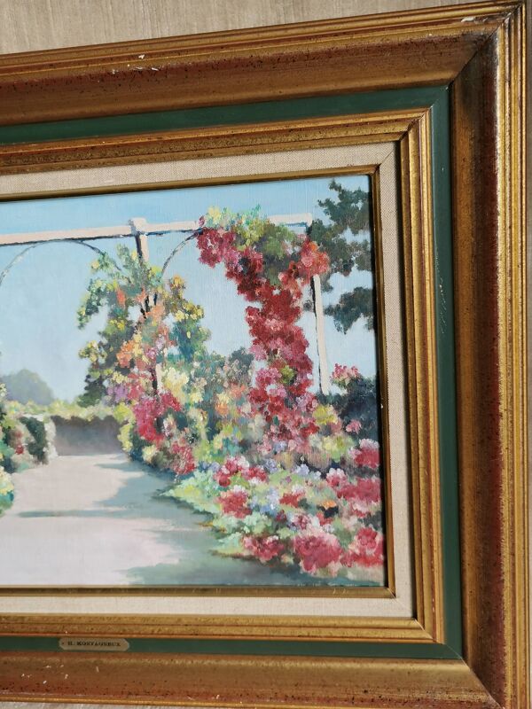 Tableau terrasse fleurie par Montagneux Henri