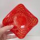 Red bullicante Murano glass catchall signed