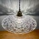 Vintage aabt-jour pendant lamp in molded glass