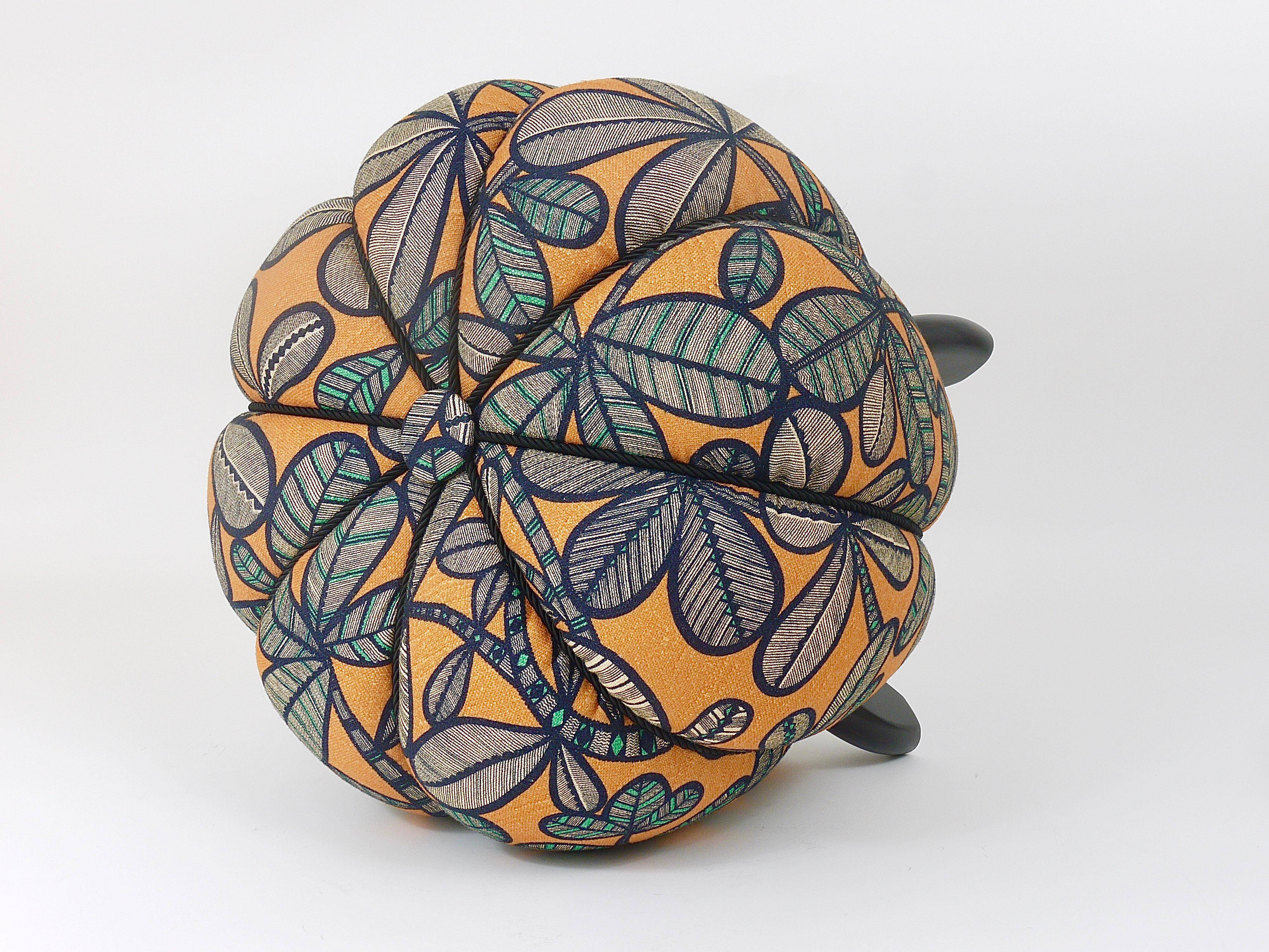 up to 3 Art Deco stools by Jindrich Halabala, leaf pattern, pouf, ottoman, 1930s