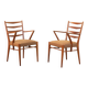 Cees Braakman Dutch Design Wooden Ladder Arm Chairs & Caramel Bouclé Fabric