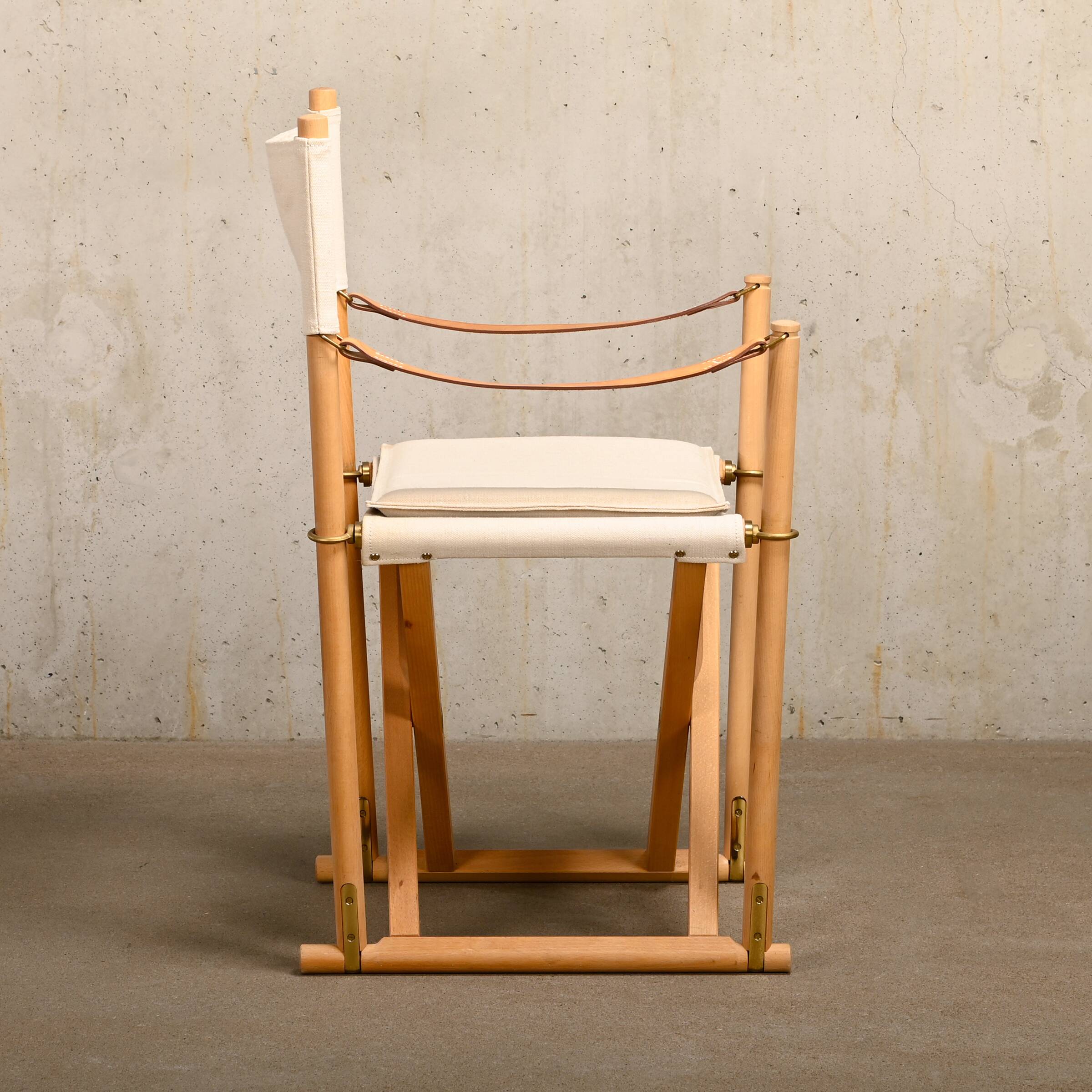 Mogens Koch MK16 Folding Chair in Beech Wood and Canvas for Rud Rasmussen, DK