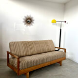 Old wooden sofa vintage brutalist design 60s