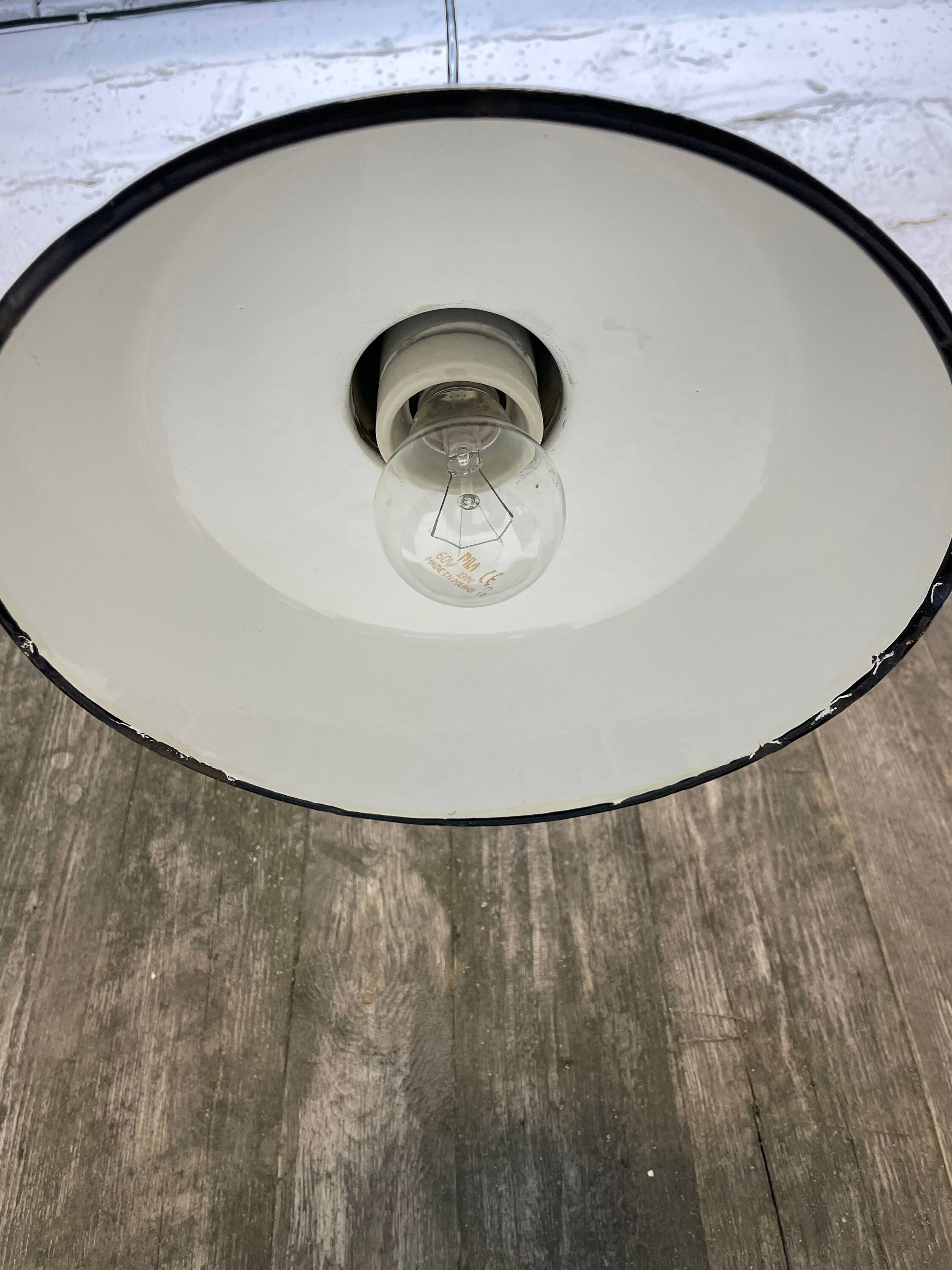 Industrial enamelled hanging lamp, 1960's