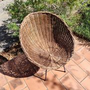 Fauteuil Corbeille en rotin et fer forgé 1950 vintage