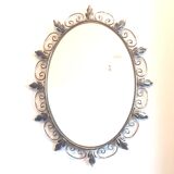 Deknudt 60s gold brass oval mirror- 65x50cm