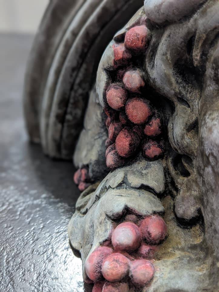 Old and original half-moon console head of Bacchus plaster/resin year 50 TBE