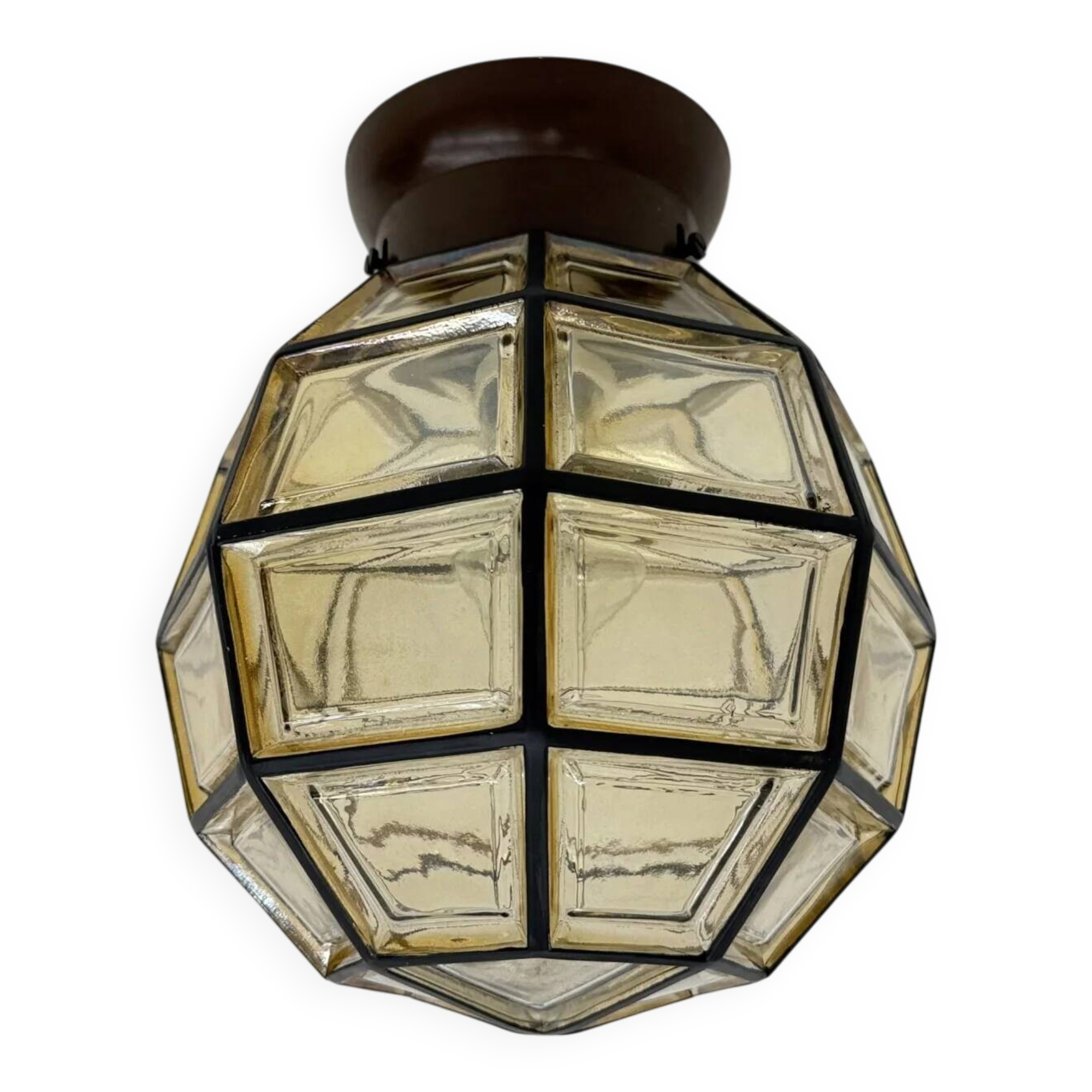 1 of 2 Limburg Glashütte glass ceiling lamp flush mount, 1970s