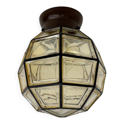 1 de 2 plafonniers en verre Limburg Glashütte, années 1970