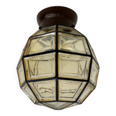 1 of 2 Limburg Glashütte glass ceiling lamp flush mount, 1970s