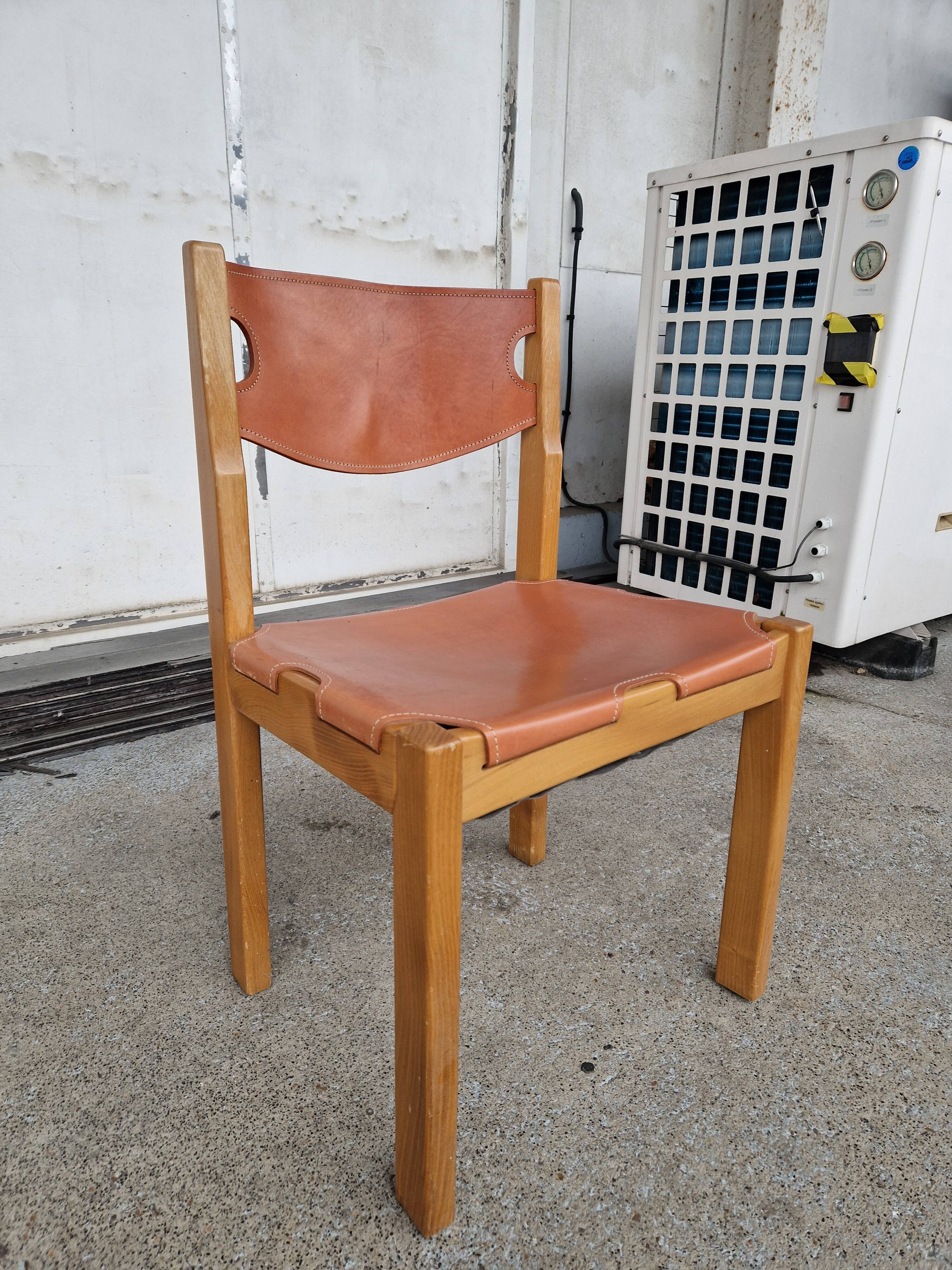 Vintage elm chair by Maison Regain, France 1980