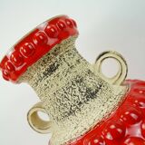 huge 1960s bay keramik floor VASE bubble decor red and orange model 65 45