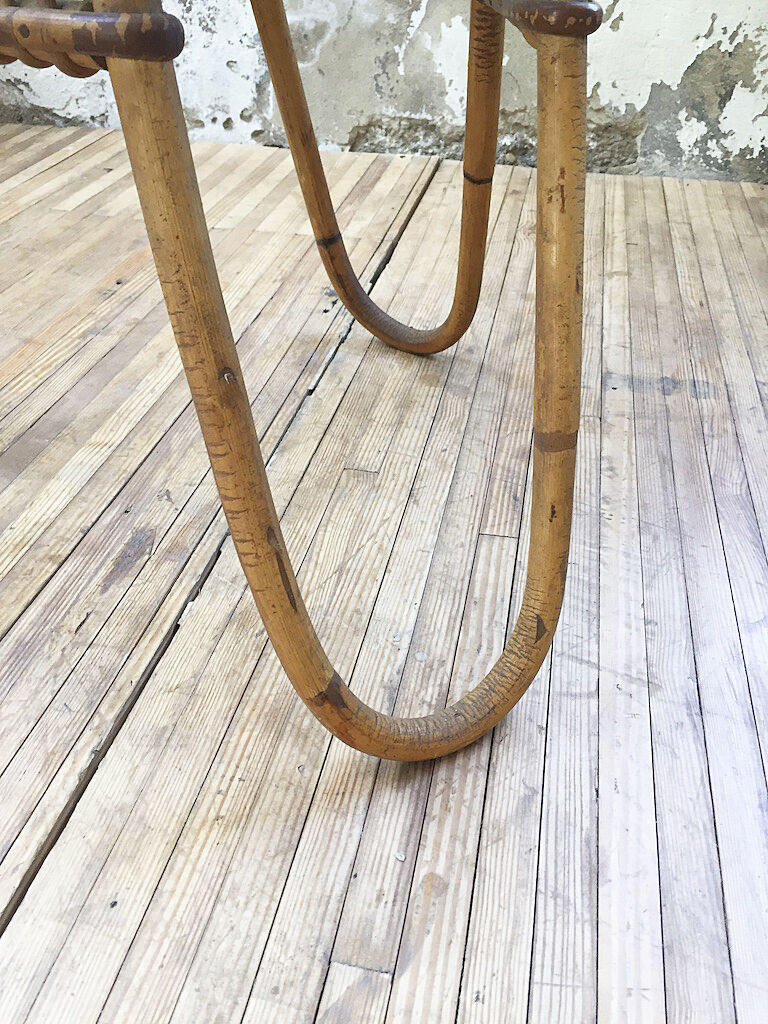 Vintage glass and rattan table