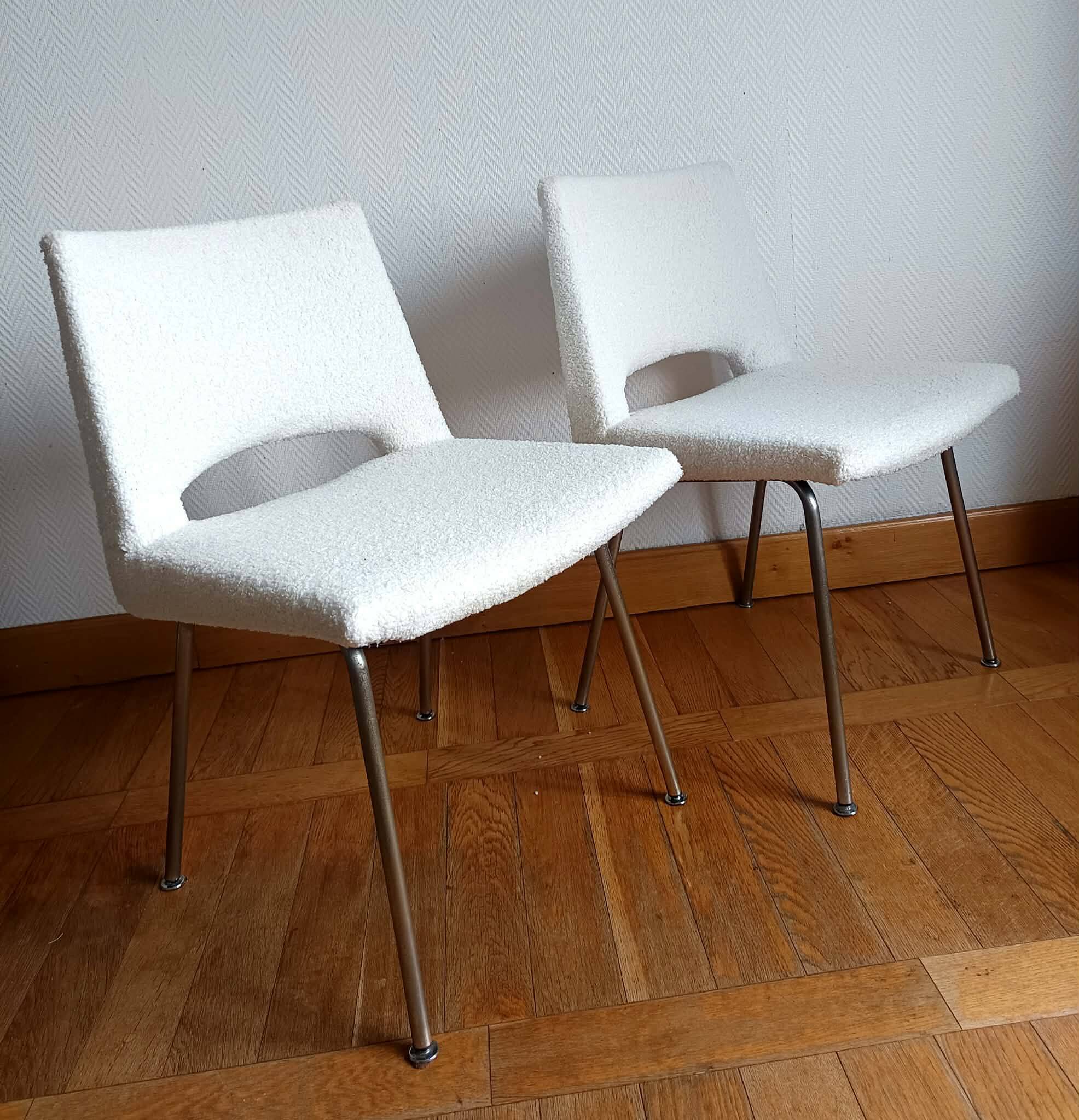 Paire de chaises bouclettes Georges Frydman 1960