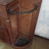 Oak and wrought iron coat rack from around 1900.