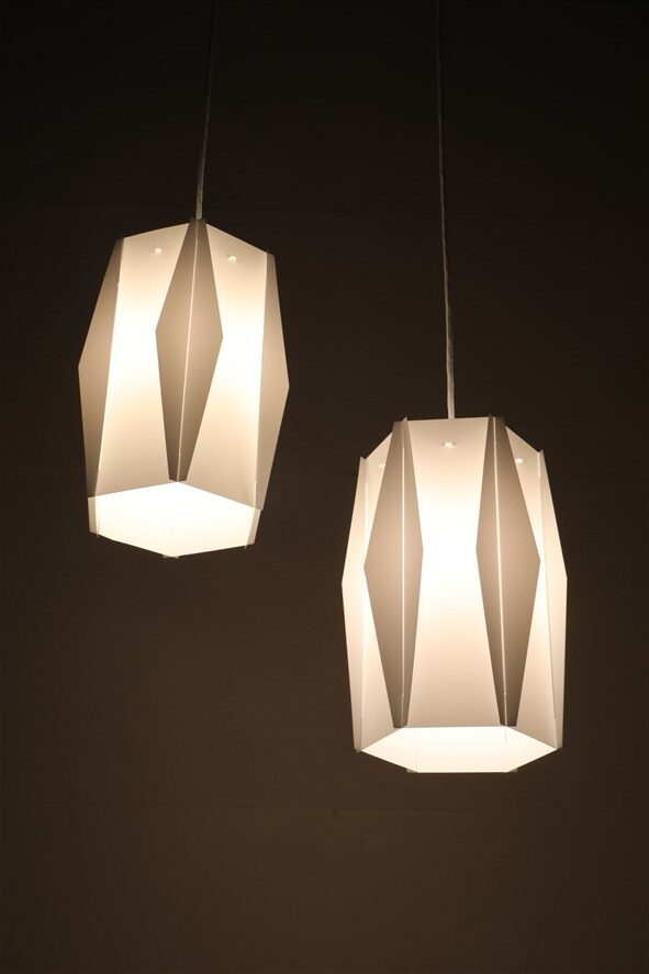 Rare set of 2 pendant lamps by Lars Schiøler for Hoyrup / Hoyruplight / 1960s-1970s