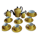 Service café vintage art déco jaune noir