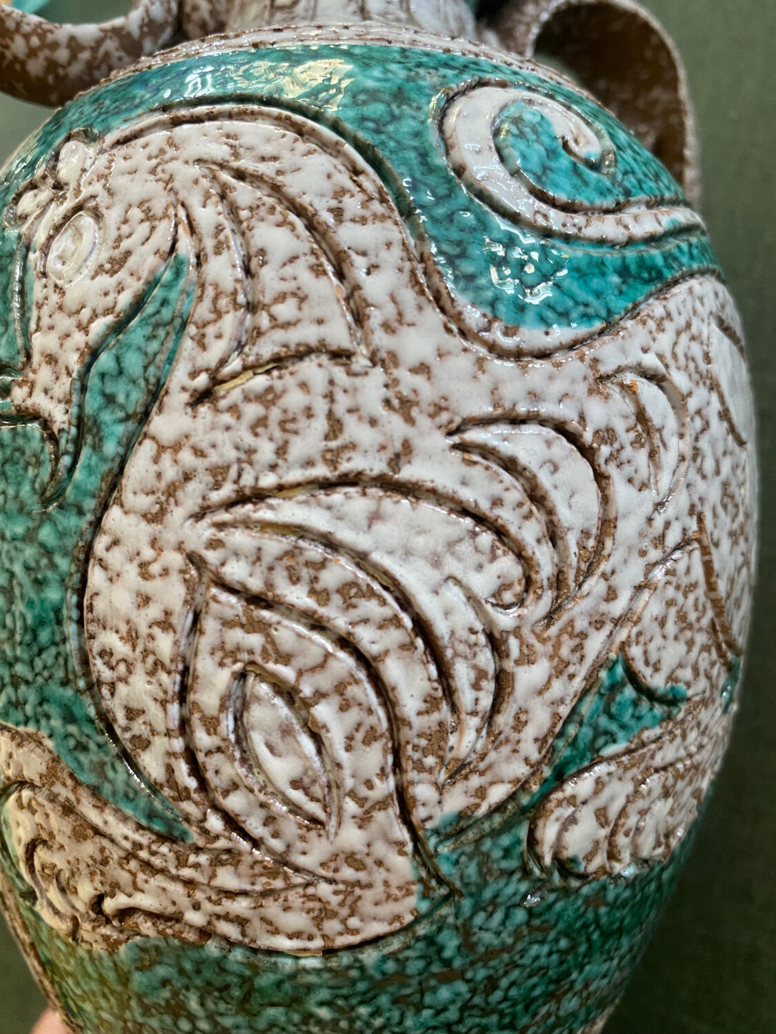 Fratelli Fanciullacci turquoise green horse ceramic vase