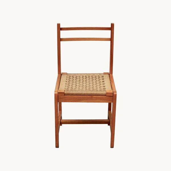 6 chaises bois clair, assises paillées, Italie, années 60