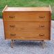 Vintage chest of drawers in golden blond oak legs compass and fins 3 drawers from the 50s
