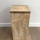 Travertine and brass column by Willy Rizzo