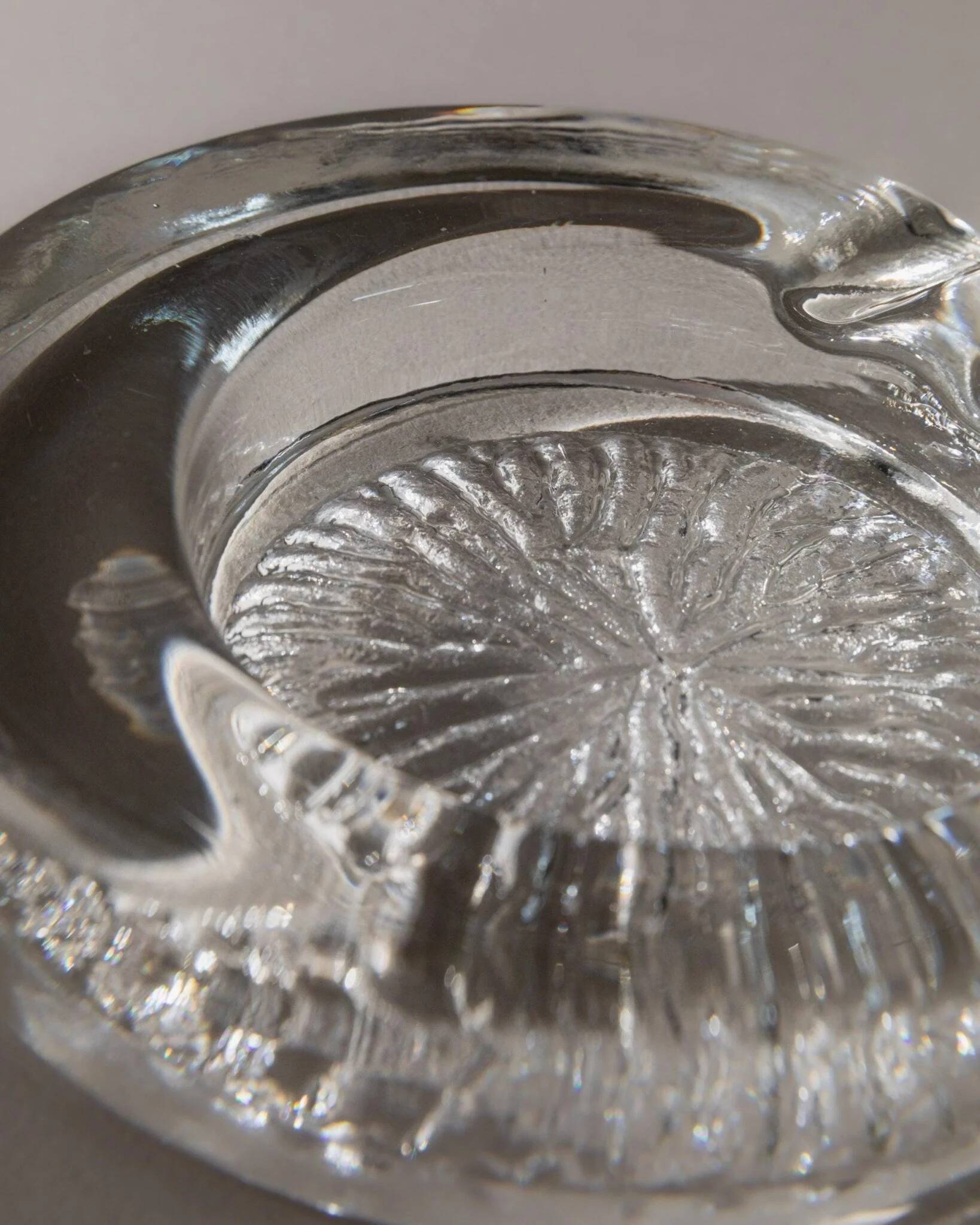 Transparent Murano Glass Ashtray with Asymmetric Thick Rim, 1970s Italian Retro Table Decor