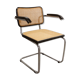 Fauteuil b64 Breuer noir cannage accoudoirs et tampons neufs