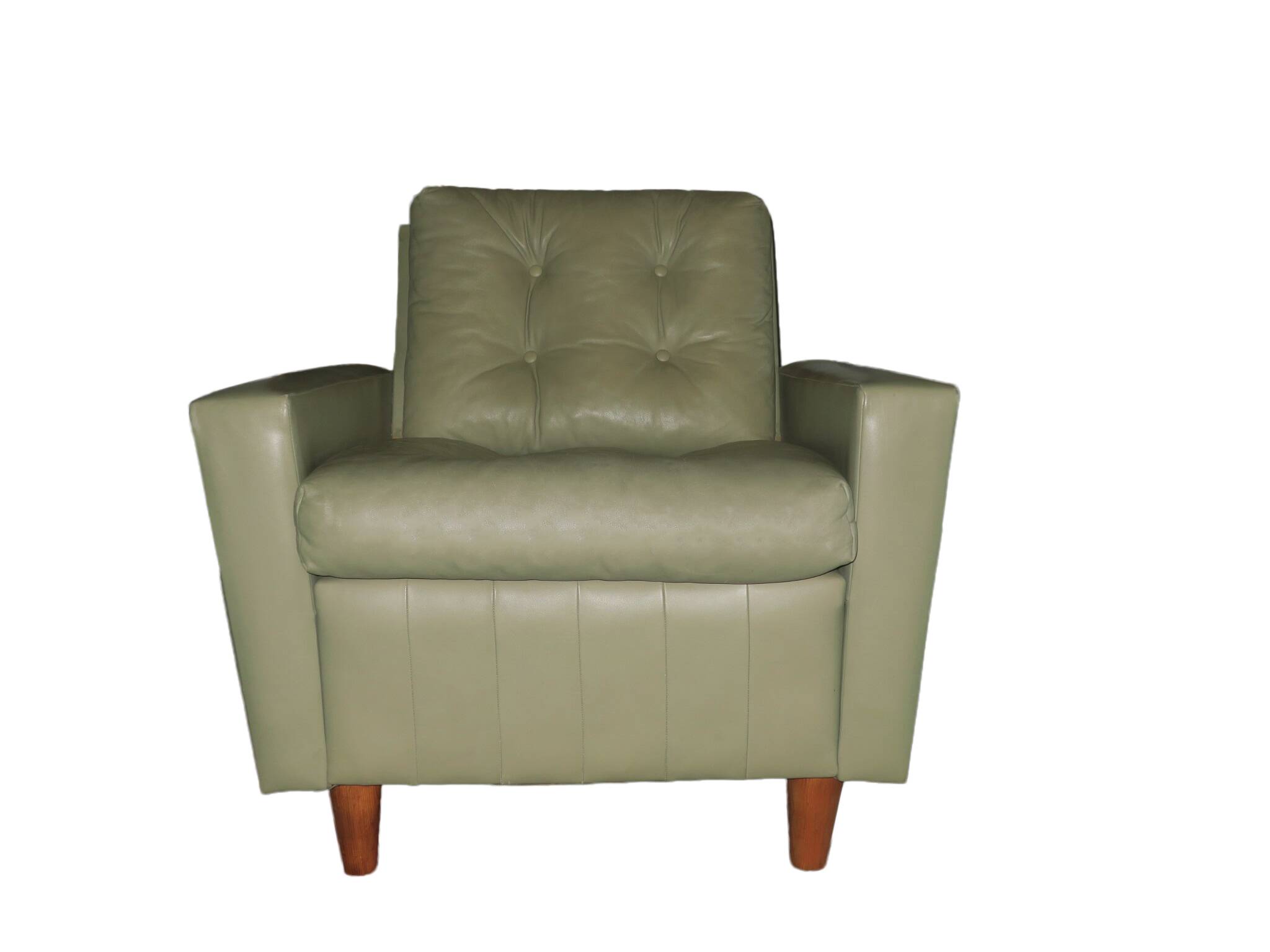 MId century pistachio green leather lounge chair after Florence Knoll, 1950s