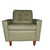 MId century pistachio green leather lounge chair after Florence Knoll, 1950s