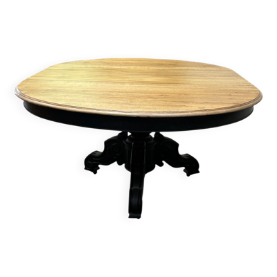 Table extensible en chêne, pied central