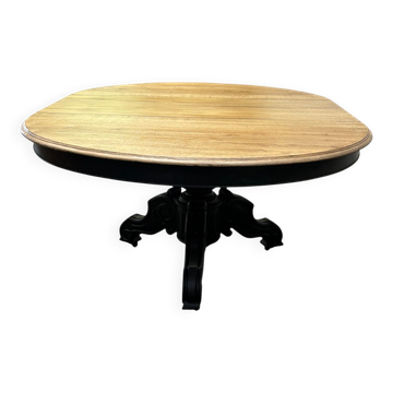 Table extensible en chêne, pied central