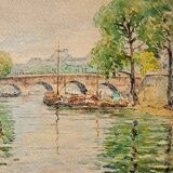 Impressionist watercolour - André Beronneau - Paris, the Seine - 1920