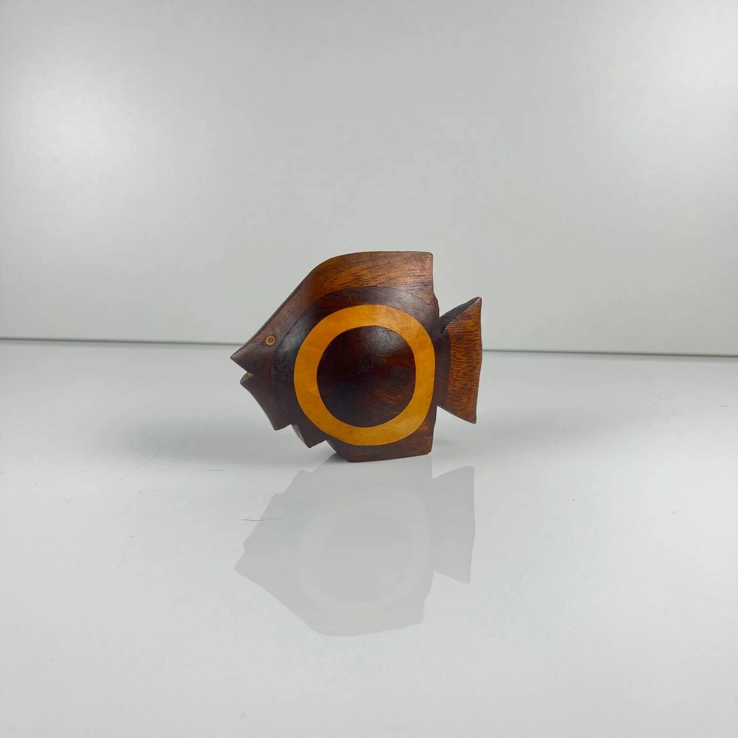 Small statue of a fish in exotic wood, mid-century modernism.