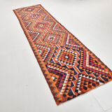 Bold multicolor kilim runner rug,92x395cm