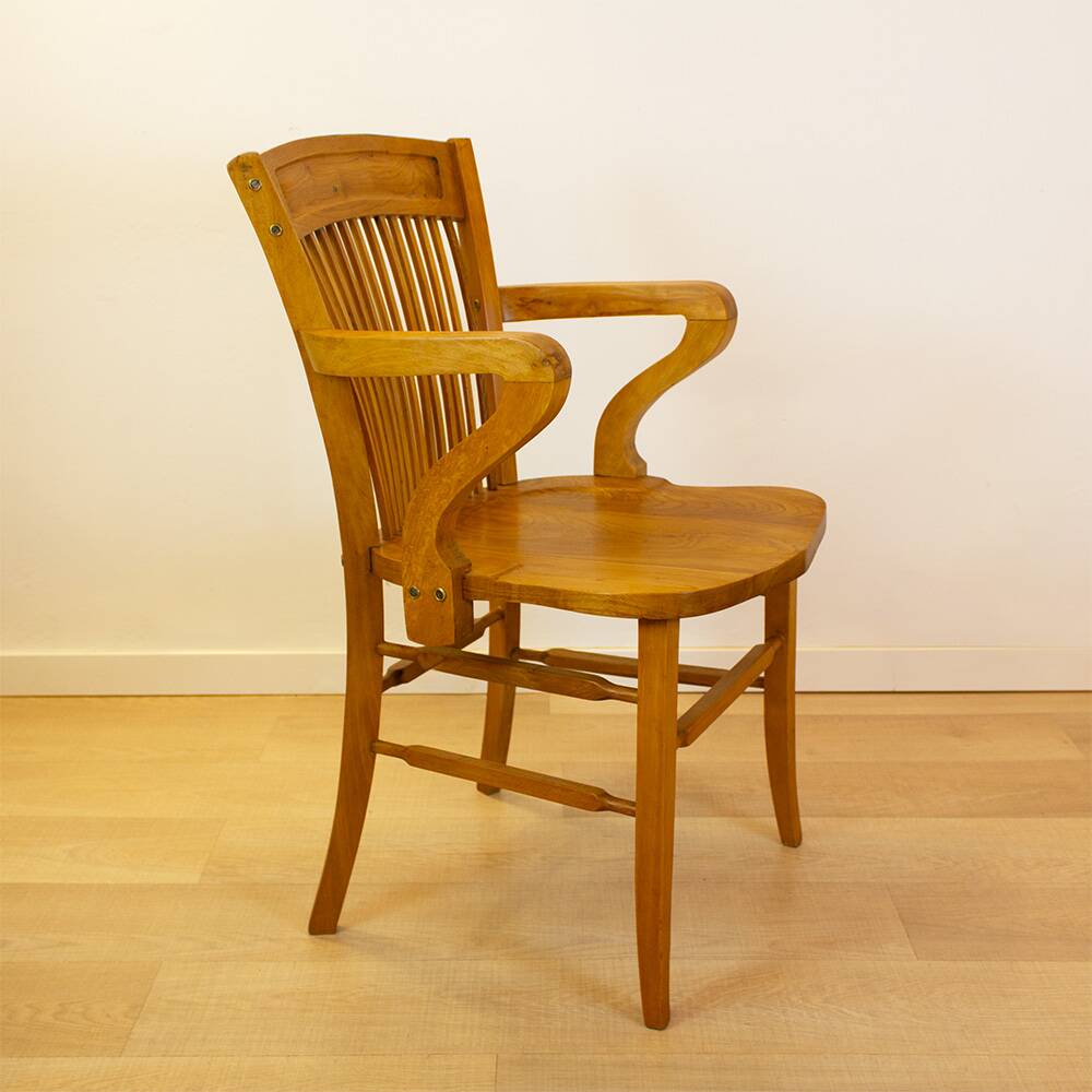 Vintage Spanish 1940s Oak Office Chair