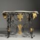 Table console en fer forgé avec marbre, années 1950