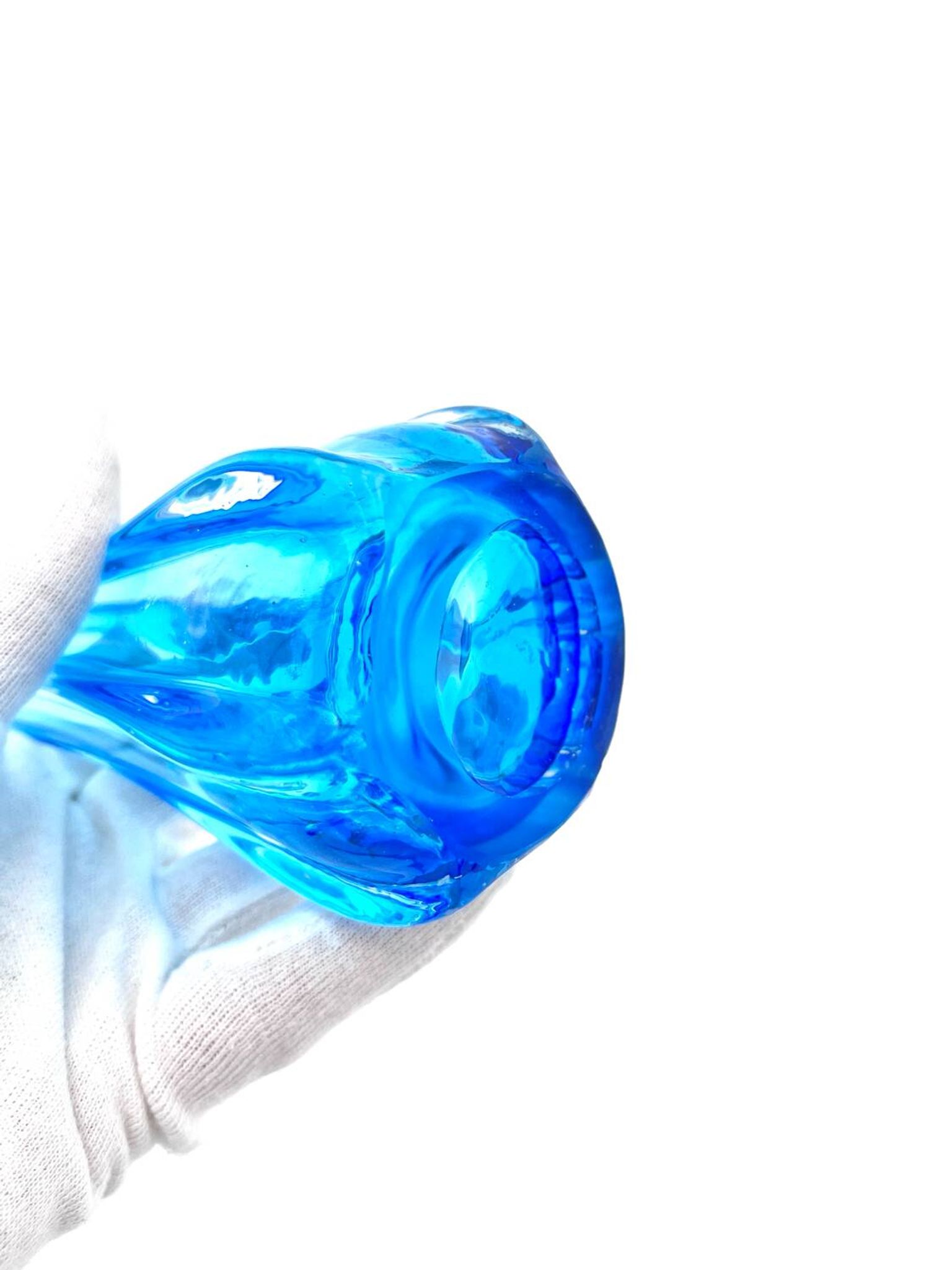 Vase Swing Sculptural – Stretched Glass Azure Blue – Korean Craftsmanship 1970