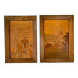 Set of two vintage Alsace wooden frames signed Boll