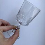 Set of 5 small crystal wine glasses engraved 50-60s