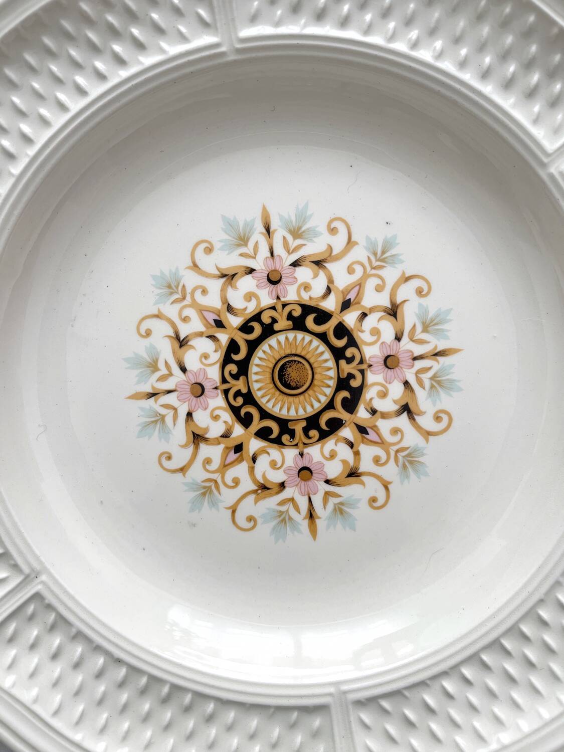 2 ivory “Pont aux Choux” soup plates, Gien earthenware