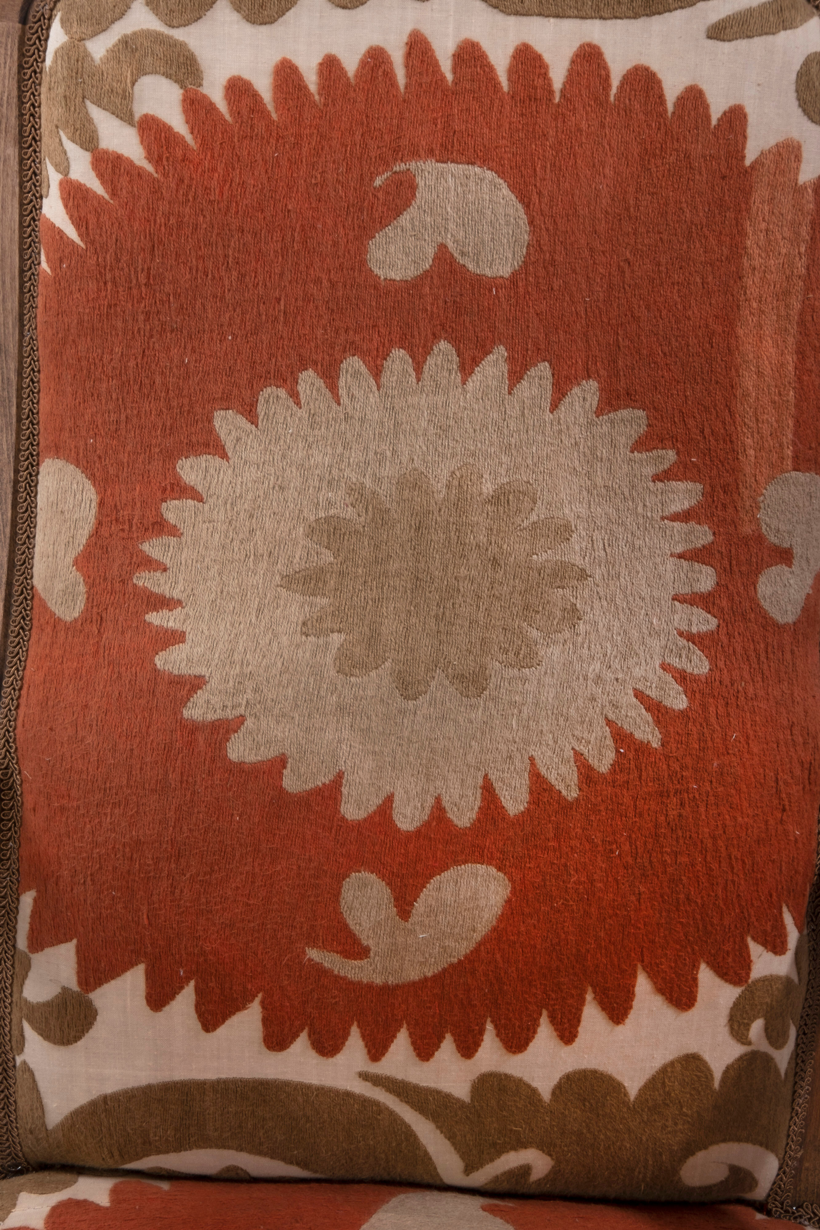 Boho Chic Suzani Embroidered Bergere Chair