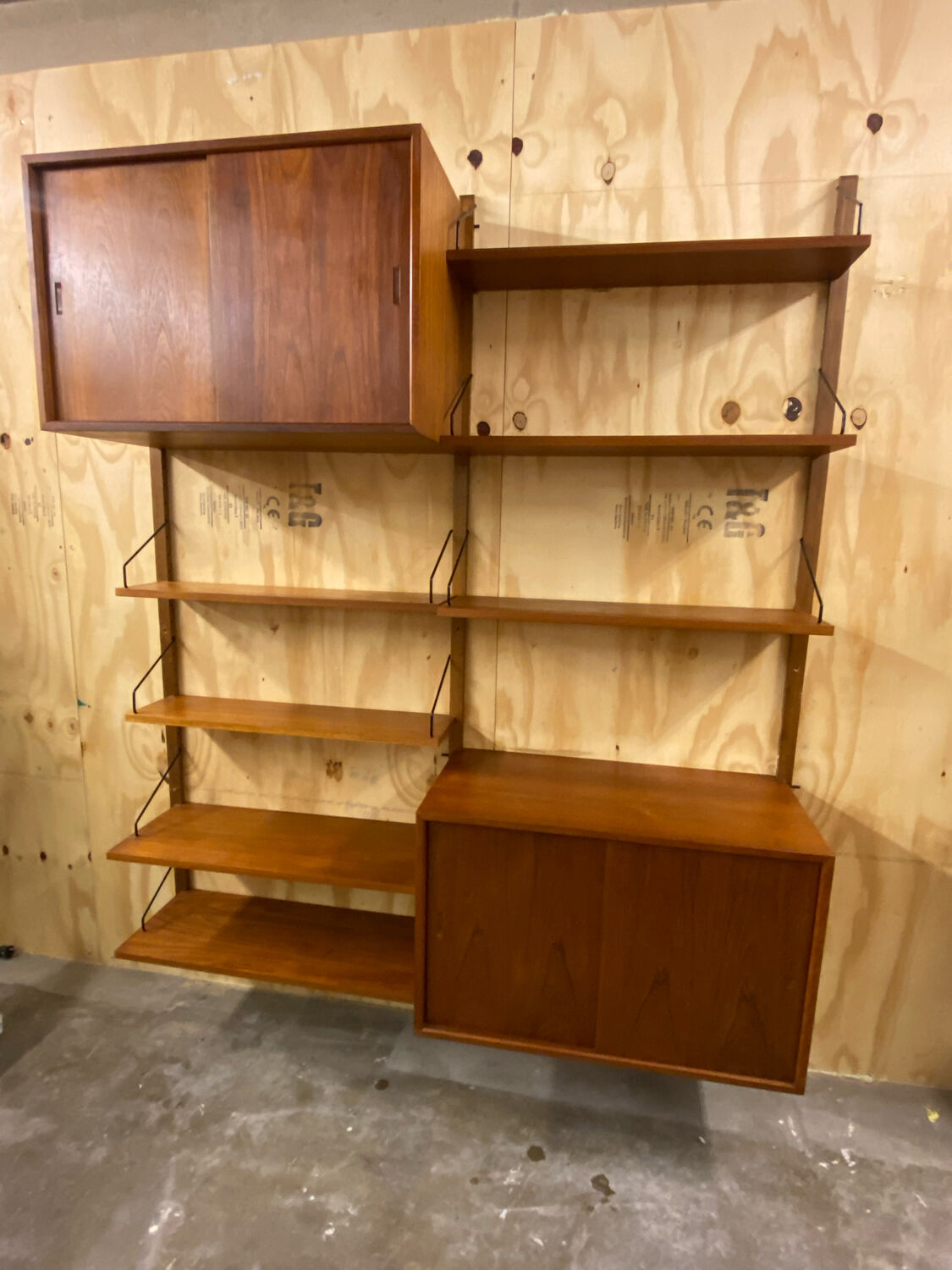 Vintage scandinavian teak wall unit by Poul Cadovius for Royal System 1960s